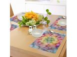 Abakuhaus Tovagliette Moderne, Nastro Colorato Con Palline E Cerchi, Stampa Artistica Vibrante Con Arcobaleno, Sottobicchieri In Tessuto Lavabile, Decorazione Da Tavola Con Stampa, Multicolore