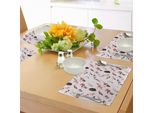 Abakuhaus Tovagliette BohéMien, Illustrazioni Etniche Alla Moda Con Dettagli Floreali E Nastri In Stile Vintage, Tovagliette Decorative In Tessuto Resistente Ai Colori Per La Sala Da Pranzo E La Cucina, Multicolore