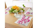 Abakuhaus 60° Compleanno Tovagliette, Tema Festa Bevande Con Citazione Allegra E Simpatica, Stampa Artistica, Decorazione Da Tavola In Tessuto Resistente Al Lavaggio Per Sala Da Pranzo E Cucina, Rosa E Bianco