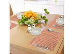Abakuhaus Tovagliette Geometriche, Motivo A Quadri Diagonali Su Sfondo Arancione - Moderno Geometrico, Tiscjdeco In Tessuto Resistente Al Lavaggio Per La Sala Da Pranzo E La Cucina, Arancione Bianco