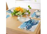 Tovagliette Abakuhaus Sport, Concept Dello Sportivo In Bicicletta Su Sfondo Grungy Con Schizzi Di Colore, Tiscjdeco In Tessuto Resistente Al Lavaggio Per La Sala Da Pranzo E La Cucina, Verde Chiaro Blu Acquamarina