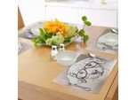 Abakuhaus Tovagliette Moderne, Simpatico Cucciolo Hippie Con Occhiali, Cane Intelligente, Divertente Grafica Con Animali, Tiscjdeco In Tessuto Resistente Al Lavaggio Per La Sala Da Pranzo E La Cucina, Bianco, Marrone, Beige