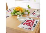 Abakuhaus 30° Compleanno Tovagliette, Trent'anni E Incredibile Citazione Motivazionale - Tema Dell'anno, Tiscjdeco In Tessuto Resistente Al Colore Per La Sala Da Pranzo E La Cucina, Bianco, Nero E Rosso