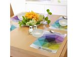 Abakuhaus Tovagliette Moderne, Triangoli Frammentati Con Sfumature Di Colore In Stile Mosaico Con Motivo Digitale, Tiscjdeco In Tessuto Resistente Al Colore Per La Sala Da Pranzo E La Cucina, Multicolore