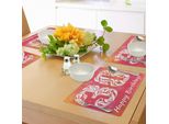 Abakuhaus 30° Compleanno Tovagliette, Tema 30° Compleanno Con Elementi Floreali E Scritte Floreali, Tiscjdeco In Tessuto Resistente Al Lavaggio Per La Sala Da Pranzo E La Cucina, Arancione Bianco Rosa