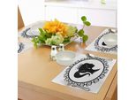 Abakuhaus Tovagliette Regina, Profilo Silhouette Della Principessa Incorniciato Con Dettagli Vittoriani Ragazzo Nobile Donna, Tiscjdeco In Tessuto Resistente Al Lavaggio Per Sala Da Pranzo E Cucina, Bianco E Nero