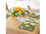 Abakuhaus Tovagliette Astratte, Bande Geometriche A Forma Di Diamante In Diverse Tonalità, Tiscjdeco In Tessuto Resistente Al Lavaggio Per La Sala Da Pranzo E La Cucina, Verde Lime E