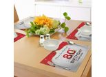 Abakuhaus 80° Compleanno Tovagliette, Invito Alla Festa Di Compleanno Con Sfondo Floreale Astratto Per Anziani, Decorazioni Da Tavola In Tessuto Resistente Al Lavaggio Per La Sala Da Pranzo E La Cucina, Multicolore