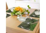 Tovagliette Abakuhaus Natur, Giornata Di Sole Nella Stagione Estiva, Boschi, Prati, Campi, Paesaggio Tranquillo, Tiscjdeco In Tessuto Resistente Al Lavaggio Per La Sala Da Pranzo E La Cucina, Verde Felce, Marrone Terra D'ombra