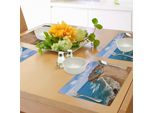 Abakuhaus Tovagliette Paesaggistiche, Vista Mare - Spiaggia Tranquilla Cabo De Gata Spagna Foto Panoramica Della Costa - Paesaggio Estivo, Tiscjdeco In Tessuto Resistente Ai Colori Per La Sala Da Pranzo E La Cucina, Marrone Blu