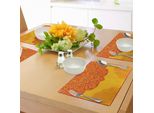 Abakuhaus Tovagliette Etniche, Motivo Floreale Astratto, Cornice Decorativa, Sfondo Grunge, Design Tradizionale, Tiscjdeco In Tessuto Resistente Al Lavaggio Per Sala Da Pranzo E Cucina, Giallo Rosso