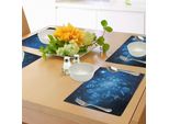 Tovagliette Abakuhaus Astrology, Ruota Dell'oroscopo Astratta Con Segni Zodiacali Acquario Leone Toro Bilancia, Tiscjdeco In Tessuto Resistente Al Lavaggio Per Sala Da Pranzo E Cucina, Blu Navy, Azzurro E Bianco