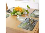 Abakuhaus Tovagliette Divertenti, Simpatica Rana Colorata Sopra Una Lumaca, Paesaggio Fluviale, Rocce, Molluschi, Anfibi, Tiscjdeco In Tessuto Resistente Al Lavaggio Per La Sala Da Pranzo E La Cucina, Multicolore