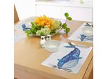 Tovagliette Abakuhaus Con Balena, Citazione "L'oceano è Il Mio Migliore Amico"" Con Immagine Artistica Di Balena, Pesce E Pennello, Tiscjdeco In Tessuto Resistente Al Colore Per La Sala Da Pranzo E La Cucina, Blu Violetto Bianco"