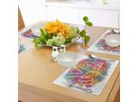 Abakuhaus Tovagliette Anni '70, Simbolo Hippie Della Pace E Dell'amore E Segno Delle Due Dita Pacifiste. Design Colorato, Tovagliette In Tessuto Resistente Ai Colori Per La Sala Da Pranzo E La Cucina, Multicolore.