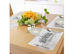 Abakuhaus Tovagliette Regina, Corona Disegnata A Mano Con Regina, Calligrafia In Stile Barocco Antico, Tessuto Lavabile E Resistente Al Lavaggio Per Sala Da Pranzo E Cucina, Bianco E Nero