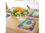 Tovagliette Abakuhaus Astrology, Stile Hippie Etnico, Sfondo Arcobaleno Con Stelle E Immagini Dei Segni Zodiacali, Tiscjdeco In Tessuto Resistente Al Lavaggio Per La Sala Da Pranzo E La Cucina, Multicolore