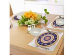 Abakuhaus Tovagliette Astrologiche, Simboli Astrologici Cancro Leone Vergine Bilancia Scorpione, Tiscjdeco In Tessuto Resistente Ai Colori Per La Sala Da Pranzo E La Cucina, Blu Navy, Giallo E Bianco