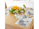 Tovagliette Abakuhaus Con Mappa Del Mondo, Continenti Abbozzati A Strisce Cartografia Geografia Paesi Del Mondo Arte, Tiscjdeco In Tessuto Resistente Ai Colori Per La Sala Da Pranzo E La Cucina, Grigio Antracite Bianco
