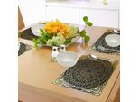 Tovagliette Abakuhaus Mandala, Grande Mandala Rotondo Dettagliato Ispirato Al Lotus Etnico, Tiscjdeco In Tessuto Resistente Al Lavaggio Per La Sala Da Pranzo E La Cucina, Blu Navy Giallo Nero