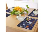 Abakuhaus Tovagliette Per Feste Di Compleanno Per Bambini, Tema Space Lover Astronauta Con Palloncini Da Festa Su Sfondo Blu, Decorazioni Da Tavola In Tessuto Resistente Al Lavaggio Per La Sala Da Pranzo E La Cucina, Multicolore