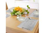 Tovagliette Abakuhaus Family, Famiglia Positiva Con Il Motto "Messaggio Di Felicità Scritto A Mano"", Ispirazione Calligrafica, Decorazione Da Tavola In Tessuto Resistente Al Colore Per La Sala Da Pranzo E La Cucina, Grigio Chiaro Bianco"