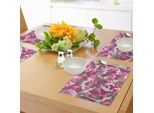 Tovagliette Abakuhaus Camo, Grazioso Motivo Rosa Dal Design Femminile E Vivace, Sottobicchieri In Tessuto Lavabile Con Stampa, Rosa Magenta Grigio