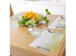 Abakuhaus Tovagliette Grigie E Gialle, Design Astratto Grunge Con Bolle D'acqua E Fiori, Tiscjdeco In Tessuto Resistente Al Lavaggio Per La Sala Da Pranzo E La Cucina, Giallo Chiaro E Grigio Chiaro