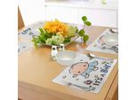 Abakuhaus Tovagliette Che Rivelano Il Sesso, Piccolo Bambino Che Sorride Con Stelle E Razzi, Stile Artistico Cartoon Per Bambini, Tiscjdeco In Tessuto Resistente Al Lavaggio Per Sala Da Pranzo E Cucina, Multicolore
