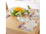 Tovagliette Abakuhaus Con Motivi Floreali, Caricature Astratte In Stile Contemporaneo Giapponese Asiatico Con Motivi Floreali Sfumati, Tovagliette Decorative In Tessuto Resistente Ai Colori Per La Sala Da Pranzo E La Cucina, Multicolori