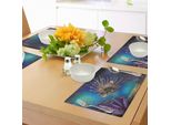 Tovagliette Abakuhaus Ocean, Illustrazione Con Tema Marino: Mondo Sottomarino, Pesci Esotici Con Bolle E Piante Acquatiche, Decorazione Da Tavola In Tessuto Resistente Al Lavaggio Per Sala Da Pranzo E Cucina, Viola Marrone Blu