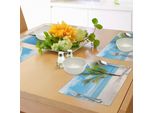 Abakuhaus Tovagliette Tropicali, Spiaggia Esotica Con Palma Nell'isola Di Saona, Foto Di Una Soleggiata Giornata Estiva Sulla Costa, Tiscjdeco In Tessuto Resistente Al Lavaggio Per La Sala Da Pranzo E La Cucina, Crema Verde Blu
