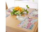Abakuhaus Tovagliette Moderne, Tipografia Musicale Rhythm Acoustic Harmony Melody Funky Illustration, Tiscjdeco In Tessuto Resistente Al Lavaggio Per La Sala Da Pranzo E La Cucina, Multicolore