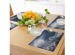 Tovagliette Abakuhaus Notte Stellata, Celestial Photo Big Luna Piena E Nuvole Soffici Maestoso Drammatico Idilliaco, Tiscjdeco In Tessuto Resistente Al Lavaggio Per La Sala Da Pranzo E La Cucina, Blu Scuro E Bianco