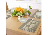 Tovagliette Abakuhaus Con Motivi Floreali, Beige Pastello, Fiori, Boccioli, Essenza Naturale, Illustrazione Artistica A Tema, Tiscjdeco In Tessuto Resistente Al Lavaggio Per Sala Da Pranzo E Cucina, Taupe