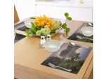 Abakuhaus Tovagliette Wald, Lago Nella Riserva Naturale Springendal Paesi Bassi Mattina Nebbiosa Nell'ecologia Del Legno, Tiscjdeco In Tessuto Resistente Al Colore Per La Sala Da Pranzo E La Cucina, Verde