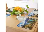 Abakuhaus Tovagliette Paesaggio, Parco Nazionale Banff Montagne Rocciose Canadesi Alberi Di Montagna Lago Glaciale Cielo Soleggiato, Tiscjdeco In Tessuto Resistente Ai Colori Per La Sala Da Pranzo E La Cucina, Viola Verde Acqua