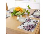Tovagliette Abakuhaus Con Motivi Floreali, Bouquet Botanici Con Fiori Che Sbocciano E Farfalle Colorate, Stampa Acquerello Con Pennello, Decorazioni Da Tavola In Tessuto Resistente Al Lavaggio Per Sala Da Pranzo E Cucina, Multicolore