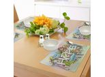 Abakuhaus Tovagliette Moderne, Vita Hippie Con Uomo E Donna Simbolo Della Pace Pacifismo Liberale Schizzo Illustrazione, Tiscjdeco In Tessuto Resistente Al Colore Per La Sala Da Pranzo E La Cucina, Multicolore