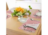 Tovagliette Da Matrimonio Abakuhaus, Gli Sposi Ballano Su Uno Sfondo Floreale Rosa In Stile Astratto, Tovagliette Decorative In Tessuto Resistente Ai Colori Per La Sala Da Pranzo E La Cucina, Bianco, Nero, Rosa