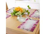 Abakuhaus Tovagliette Rosa, Cornice Con Romantiche Margherite Design San Valentino Tema Celebrazione, Tiscjdeco In Tessuto Resistente Al Lavaggio Per La Sala Da Pranzo E La Cucina, Rosa Chiaro Verde Rosa