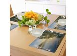 Tovagliette Naturali Abakuhaus, Sunny Day Di Misty Lake Con Albero, Stagione Estiva, Orizzonte, Agosto, Paesaggio, Tiscjdeco In Tessuto Resistente Al Lavaggio Per Sala Da Pranzo E Cucina, Verde Felce, Azzurro