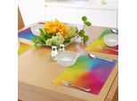 Tovagliette Abakuhaus Rainbow, Colori Neon Vivaci, Cerchi, Punti, Composizione Radiosa, Effetto Iridescente, Stampa, Tiscjdeco In Tessuto Resistente Al Lavaggio Per Sala Da Pranzo E Cucina, Multicolore