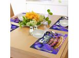 Abakuhaus 50° Compleanno Tovagliette, Grandi Torte Color Crema Con Tante Candeline E Palloncini Con Numeri, Nastri, Stampe Artistiche, Decorazioni Da Tavola In Tessuto Resistente Ai Colori Per La Sala Da Pranzo E La Cucina, Multicolore