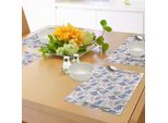 Tovagliette Abakuhaus Ocean, Tema Marine Life Conchiglie Jakobsmuscheln Con Stampe BohéMien, Tiscjdeco In Tessuto Resistente Al Lavaggio Per La Sala Da Pranzo E La Cucina, Blu Marino Calendula E Blu