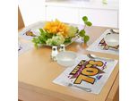 Abakuhaus Tovagliette Anni '70, Tema Musicale Anni '70, Moda Retrò, Vivace Stampa Con Triangoli Gioiosi, Decorazione Da Tavola In Tessuto Resistente Ai Colori Per La Sala Da Pranzo E La Cucina, Multicolore