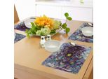 Tovagliette Abakuhaus Lotus, Sfondo Psichedelico E Surreale Con Mandala Di Geometria Sacra E Stampa Dall'effetto Futuristico, Tovaglietta Decorativa In Tessuto Resistente Al Lavaggio Per La Sala Da Pranzo E La Cucina, Multicolore