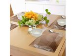 Abakuhaus Tovagliette, Cerchi Sovrapposti Con Motivi A Pois Grandi E Piccoli, Design Moderno, Tiscjdeco In Tessuto Resistente Al Lavaggio Per La Sala Da Pranzo E La Cucina, Bianco, Marrone, Beige.