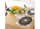 Tovagliette Abakuhaus Astrology, Ariete Toro Gemelli Cancro Leone Vergine Bilancia Scorpione Segni Zodiacali, Tiscjdeco In Tessuto Resistente Ai Colori Per La Sala Da Pranzo E La Cucina, Giallo Marrone E Blu