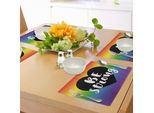 Abakuhaus Tovagliette Stolz, Sii Forte Gay Parade Slogan Libertà Dei Diritti Uguaglianza Tema Dell'amore Con Simbolo Del Cuore, Tiscjdeco In Tessuto Resistente Ai Colori Per La Sala Da Pranzo E La Cucina, Multicolore